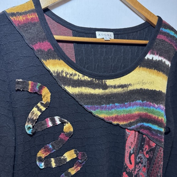 Women's M Boho Tunic Dress Whimsygoth Abstract Print  Sleeve Artsy Festival - Picture 11 of 13